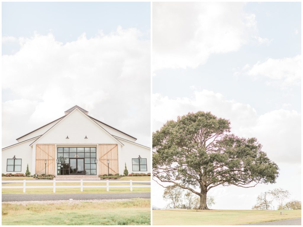 Two images side by side of Deep in the Heart Farms wedding venue