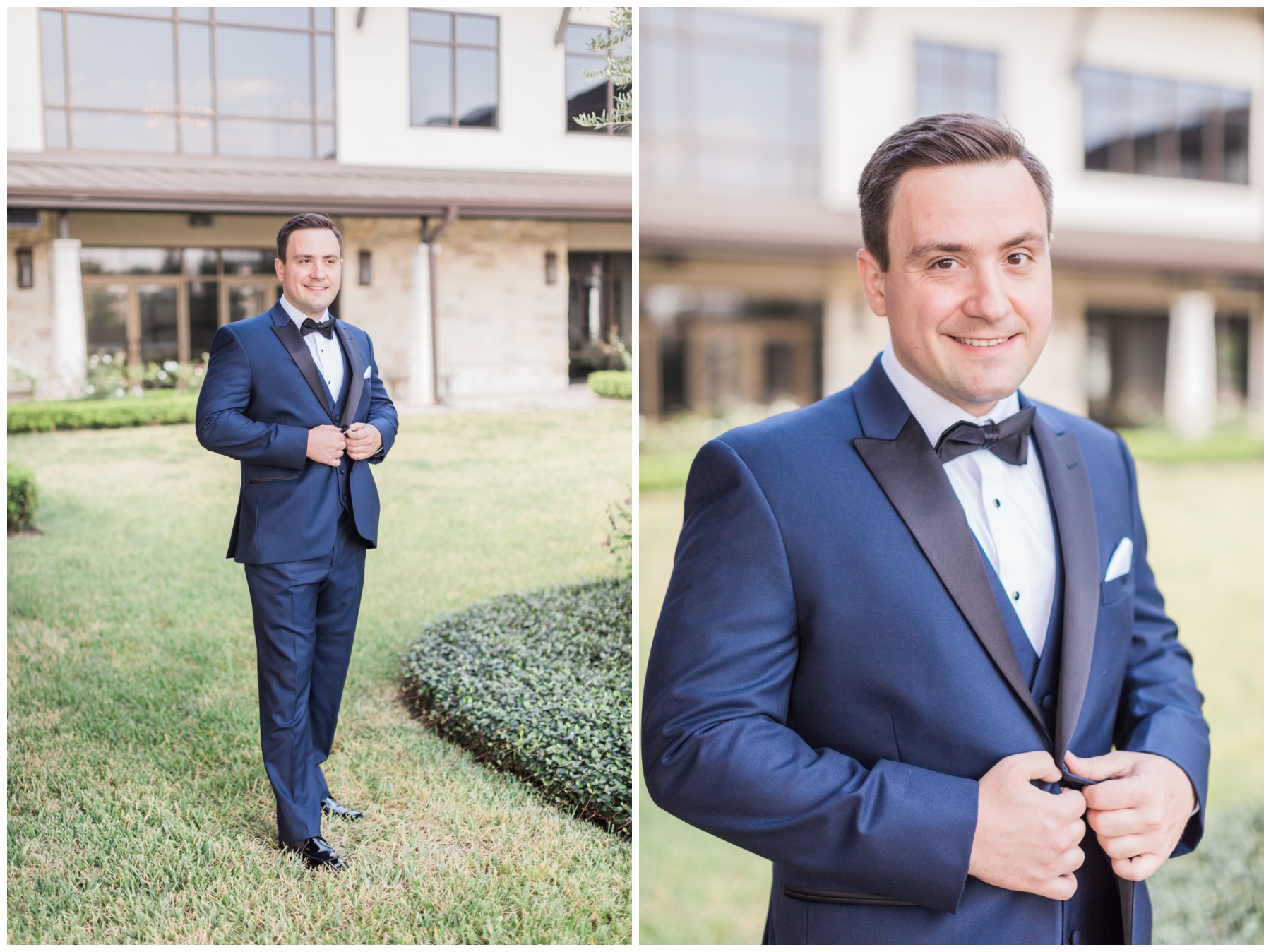 groom from intimate fall wedding in Houston