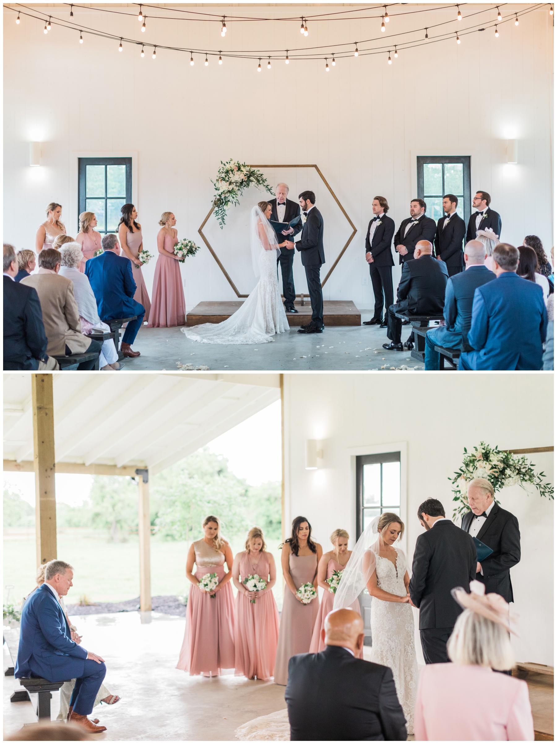 Indoor wedding ceremony at The Barn At Willowynn