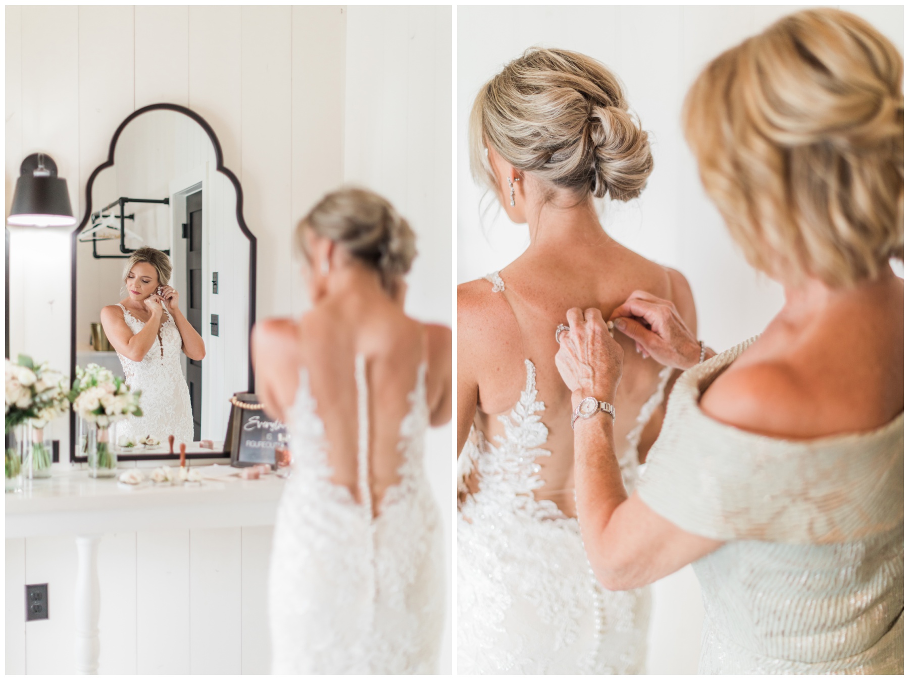 bride getting ready for romantic spring wedding