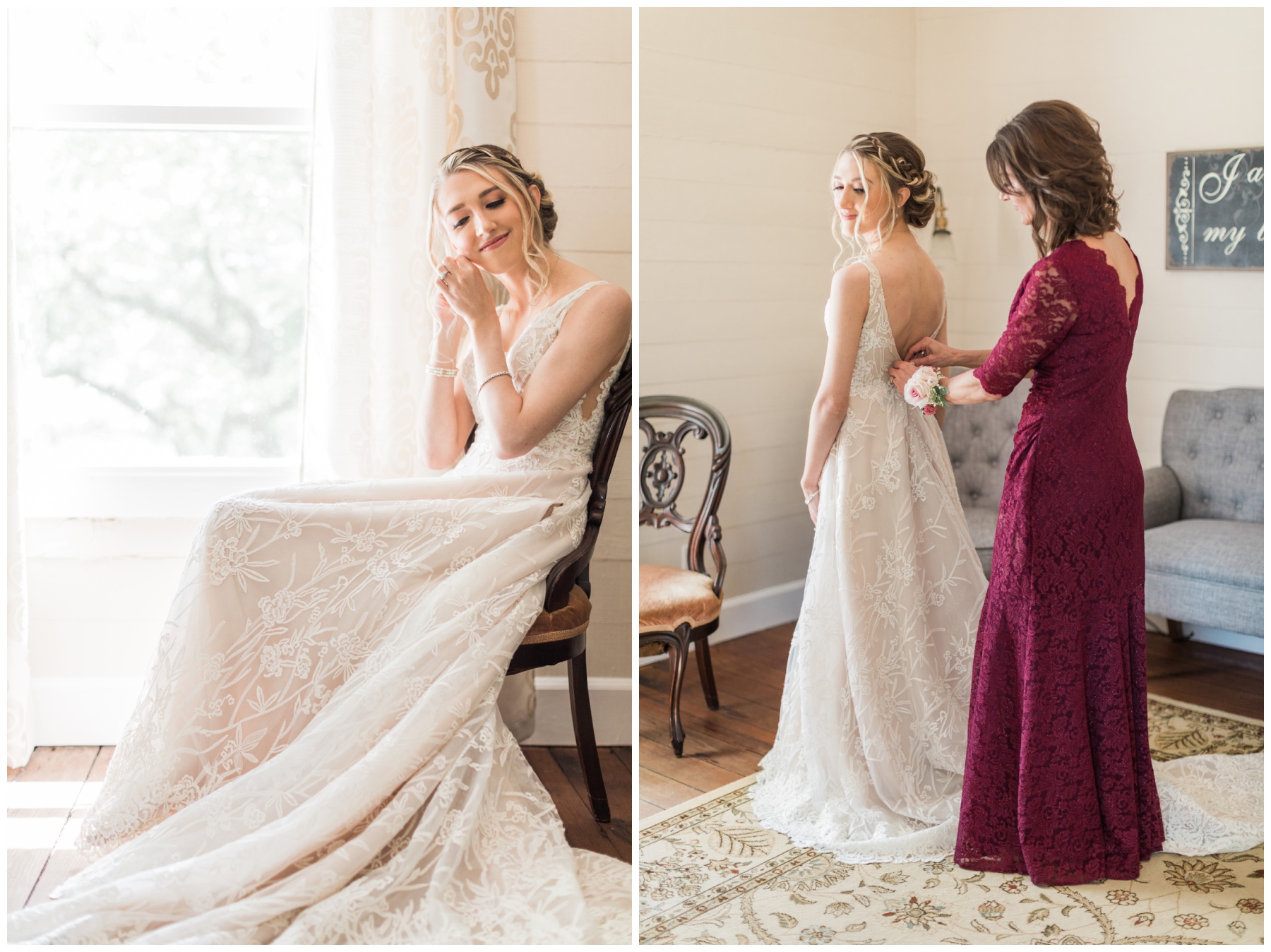 Bride getting ready at House Estate in Houston, Texas