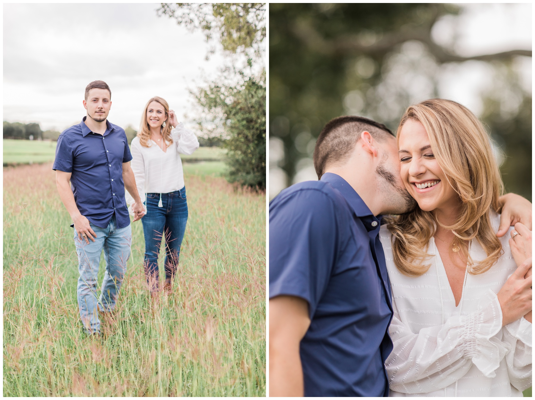 Jeans and blouse engagement session outfit