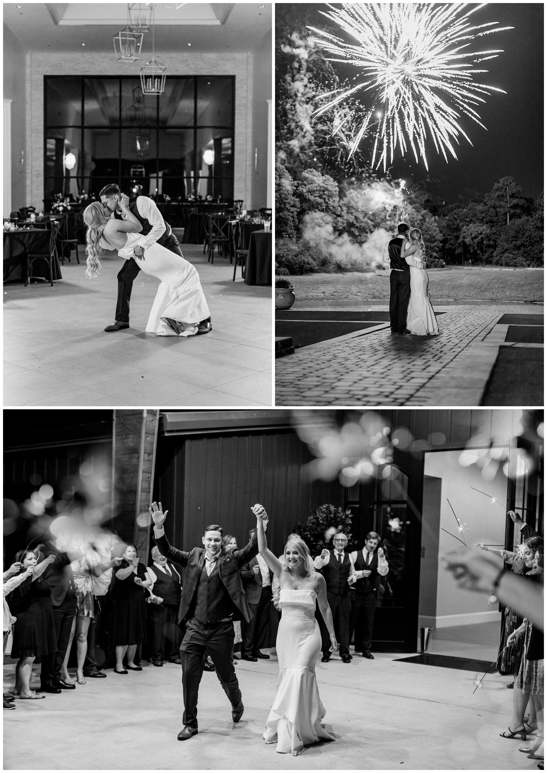 Bride and groom fireworks exit