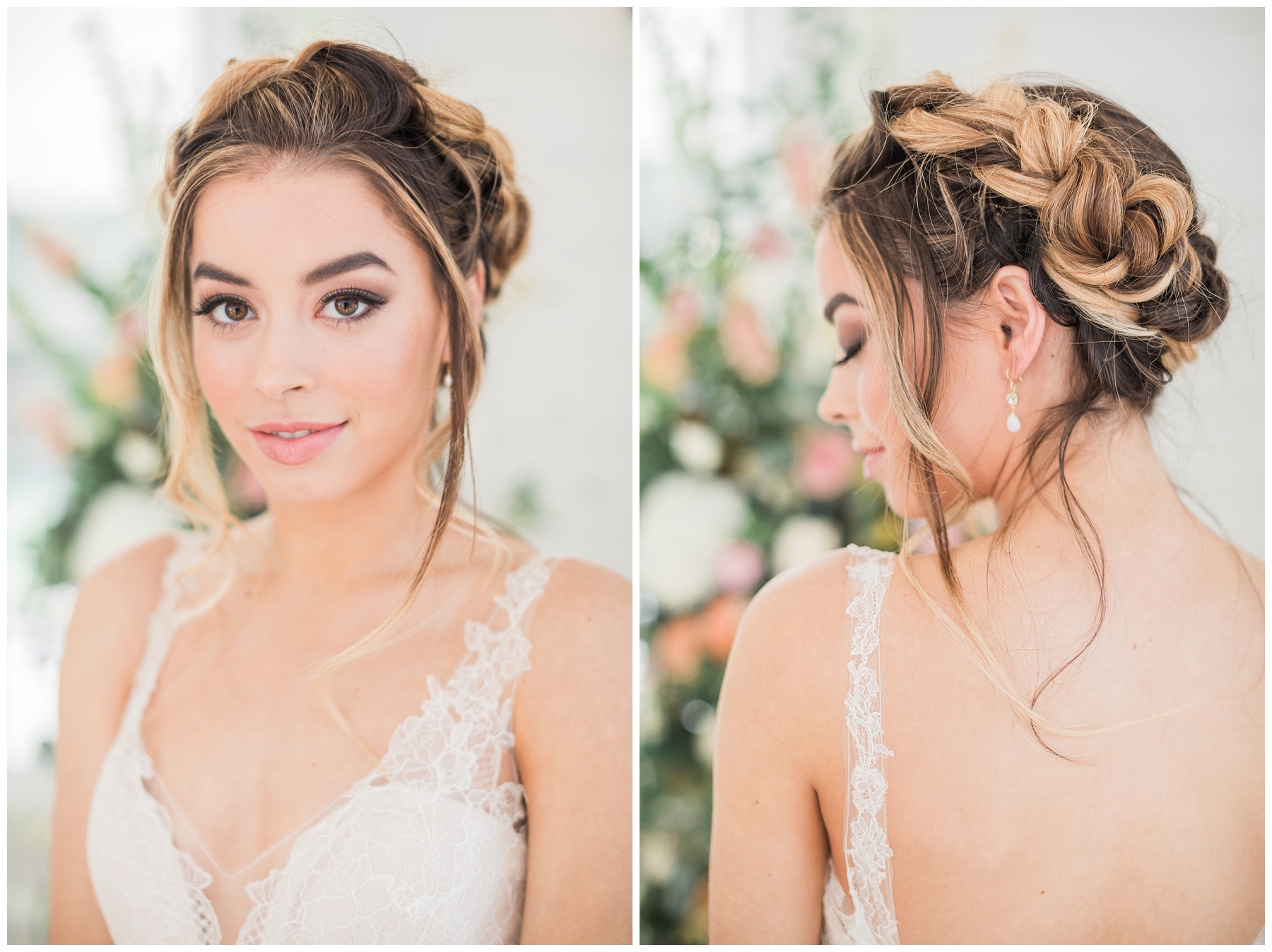 Bride with a milkmaid braid and natural makeup