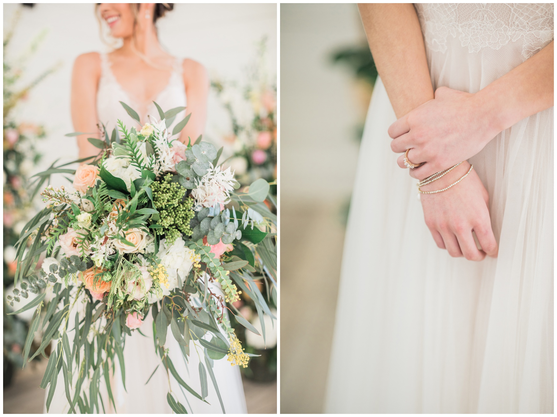 Oversized bridal bouquet with pink roses and eucalyptus from Analicia's Flower Shop