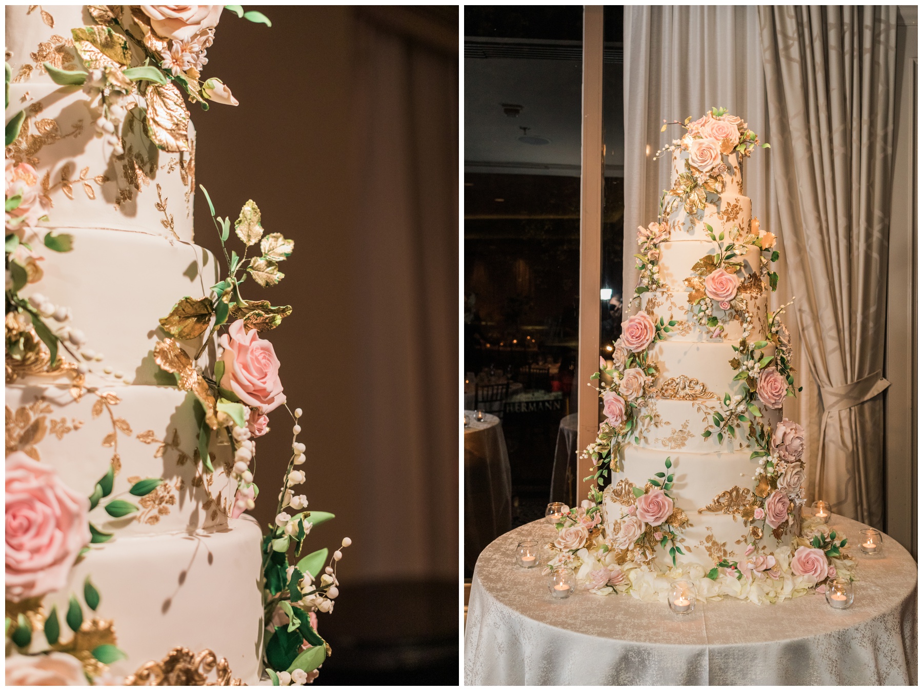 Pastel pink and white details for a feminine reception