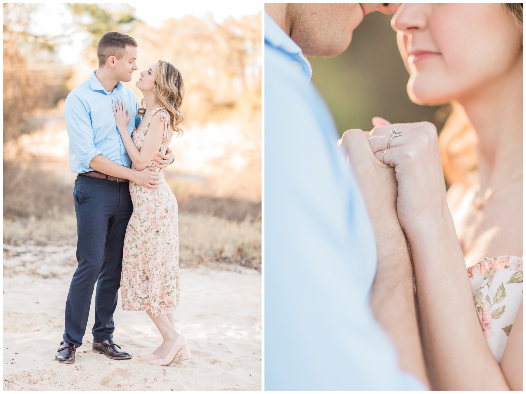 Golden hour engagement photos in a creek bed 