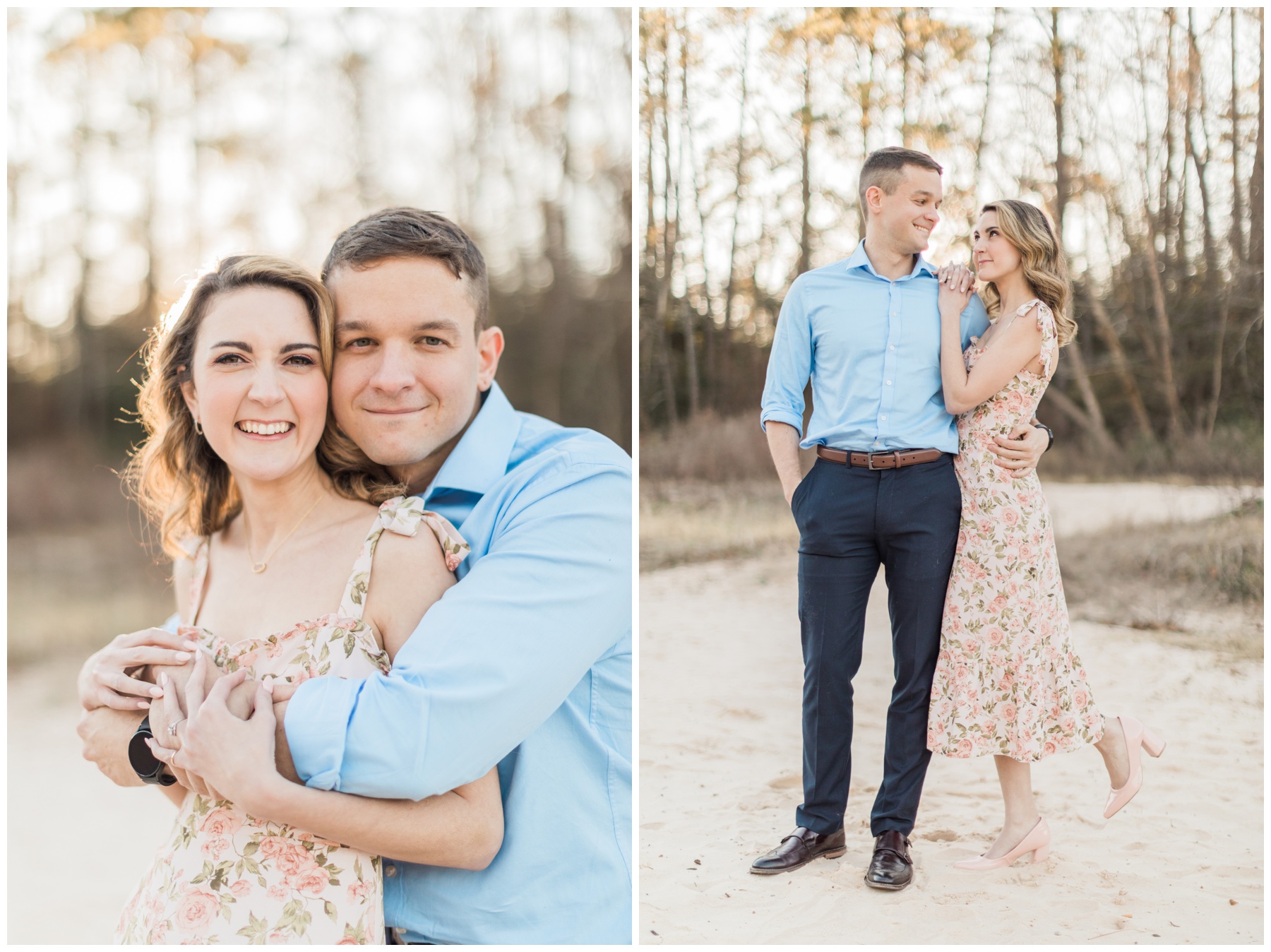 Golden hour engagement photos in a creek bed 