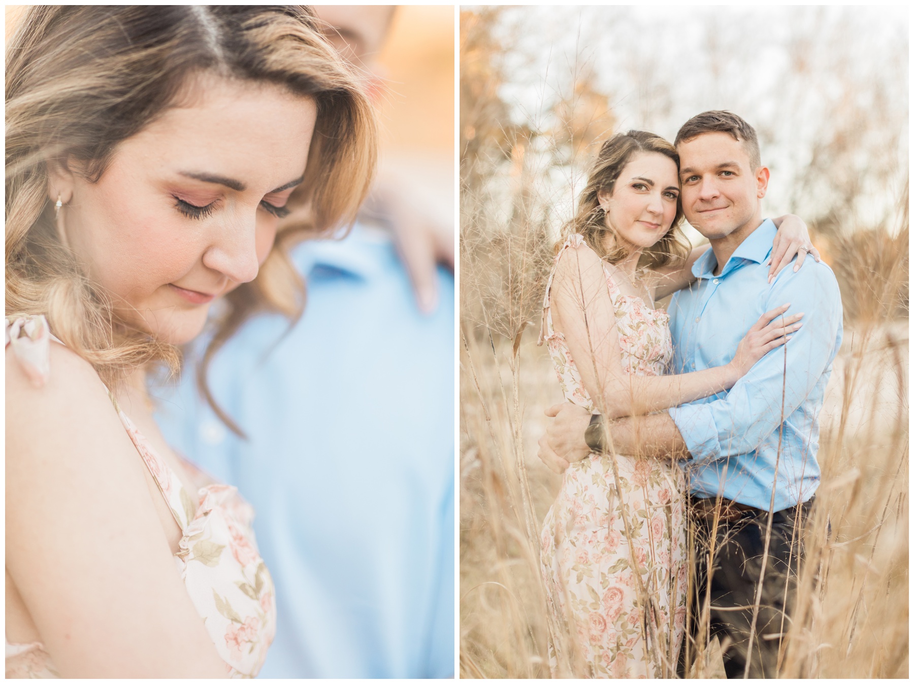 Couple posing at their creekside engagement session
