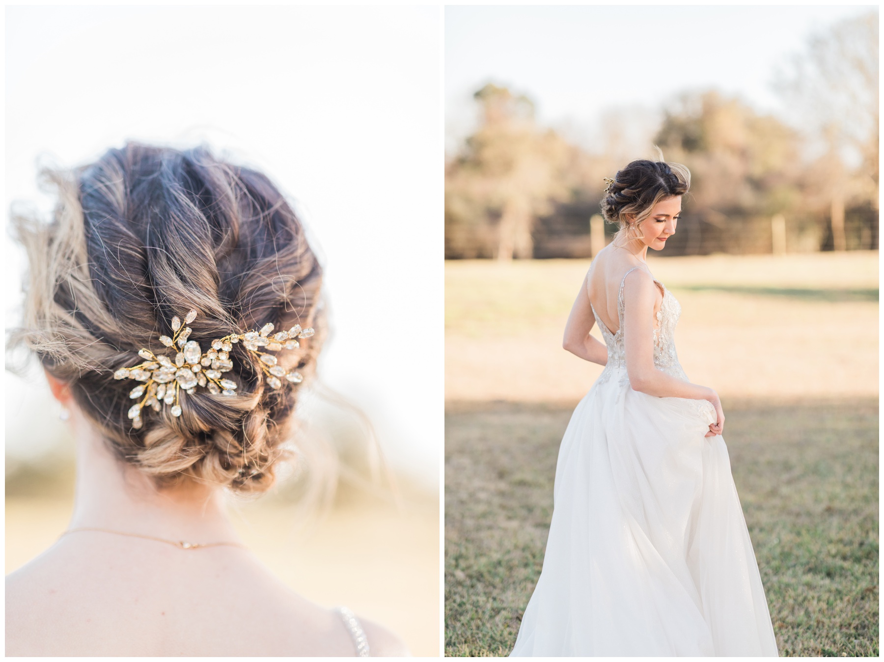 Bridal session at golden hour at Willowynn Barn
