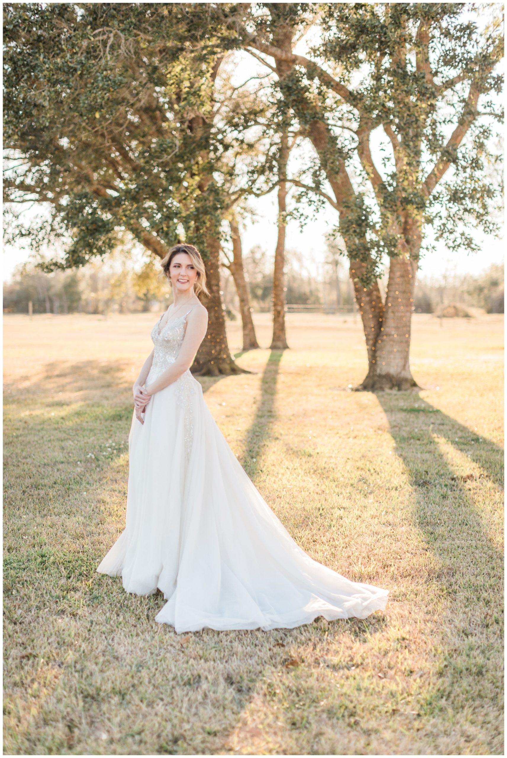 Bridal session at golden hour at Willowynn Barn