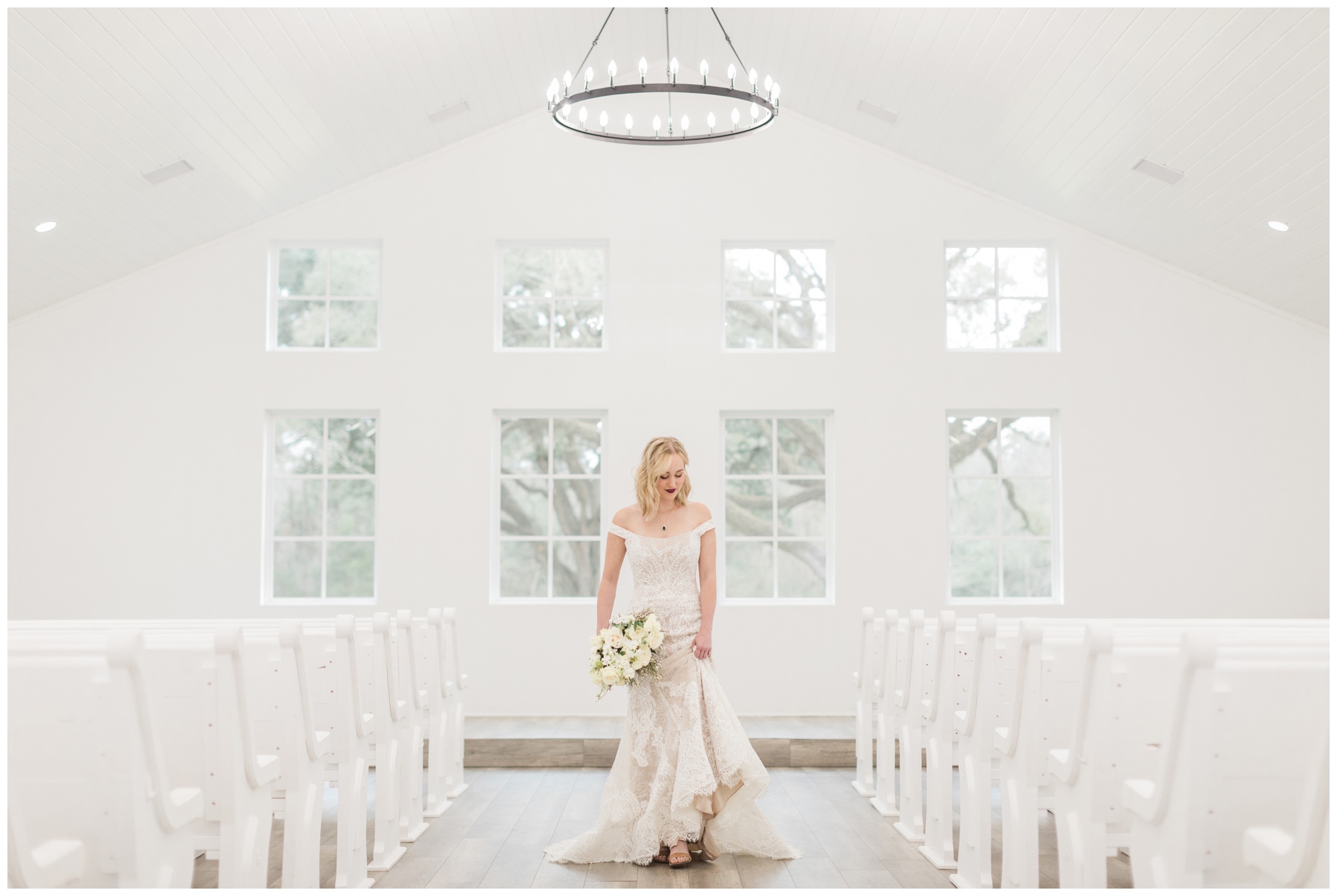 Bridal session in the chapel at Addison Woods
