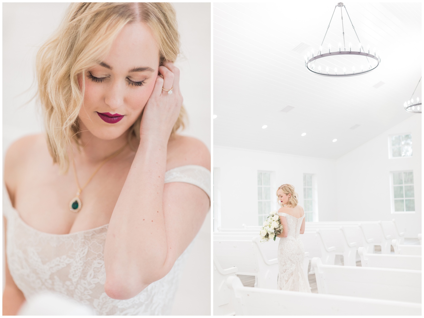 Bridal session in the chapel at Addison Woods