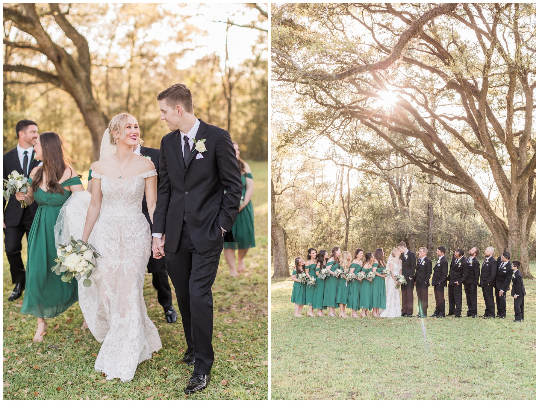 Bridal party portraits at Addison Woods