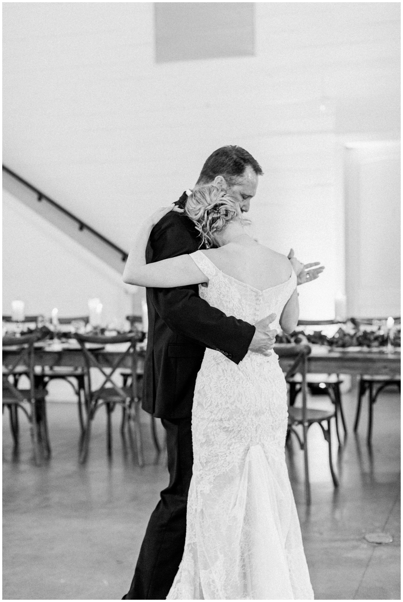 Wedding reception in the barn-style reception hall at Addison Woods