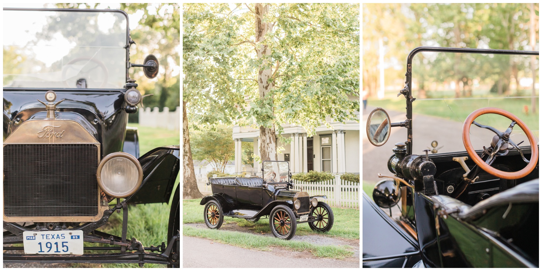 Engagement session with a vintage car