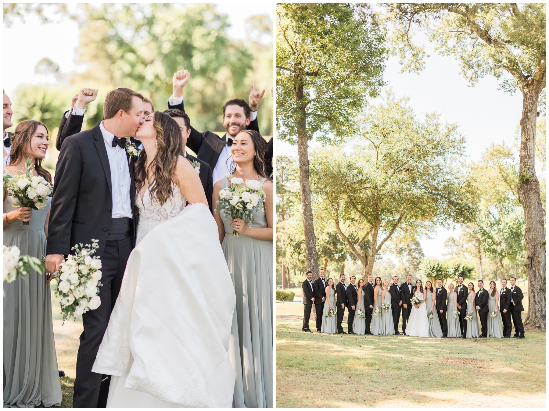 Bridal party portraits at The Woodlands Country Club