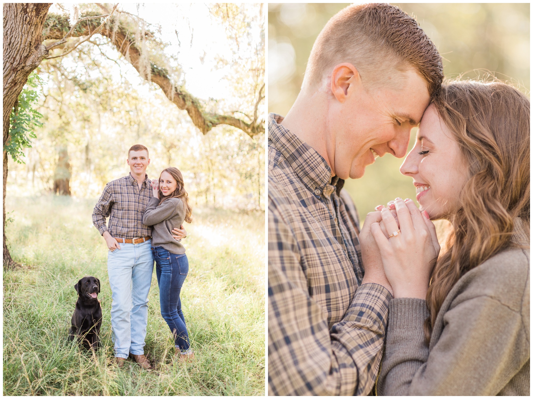 Spanish moss engagement photos at Brazos Bend State Park