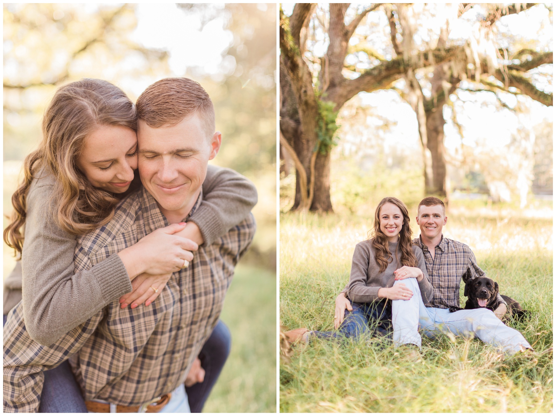 Spanish moss engagement photos at Brazos Bend State Park