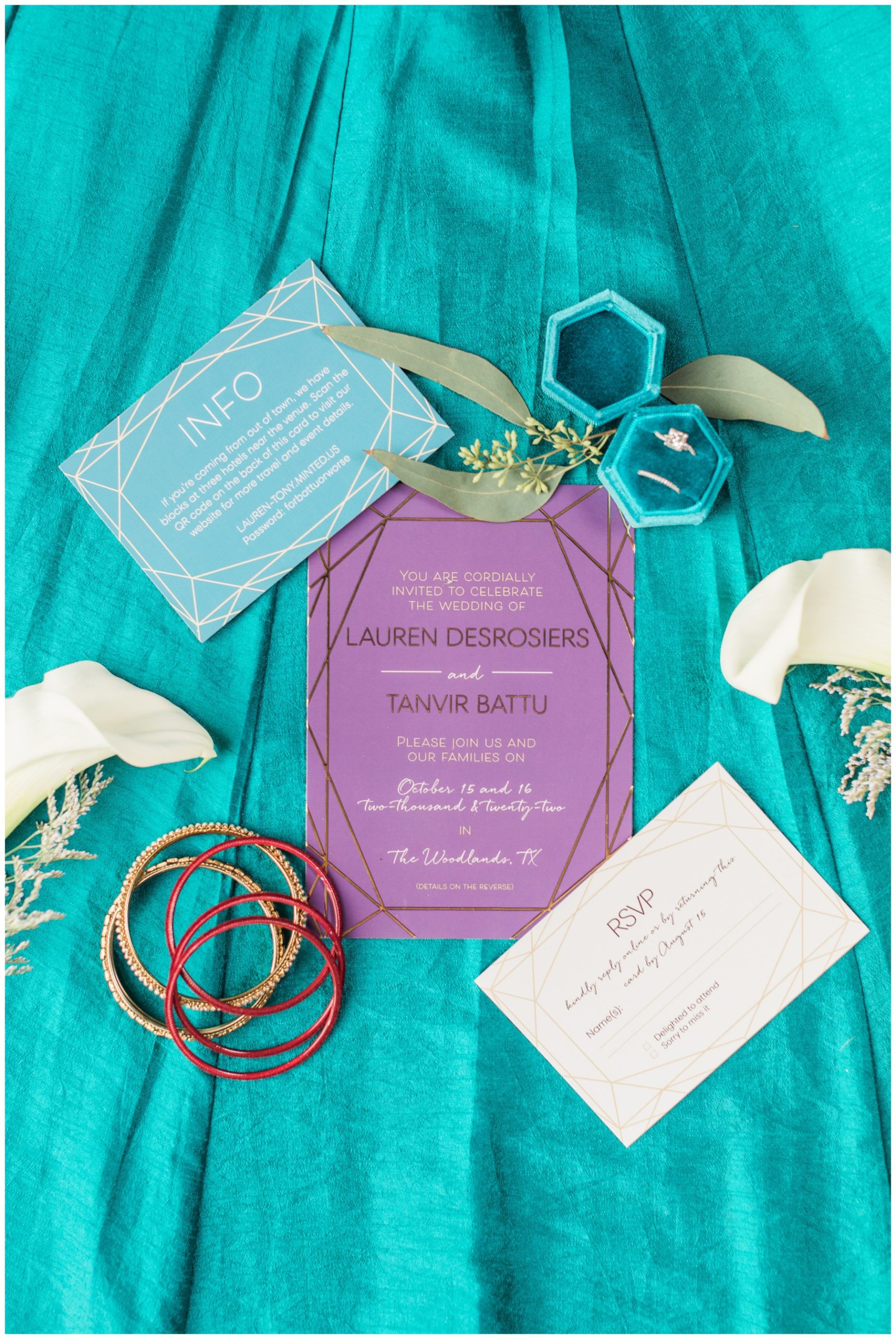 Purple and gold Indian wedding invitation by Truly Engaging