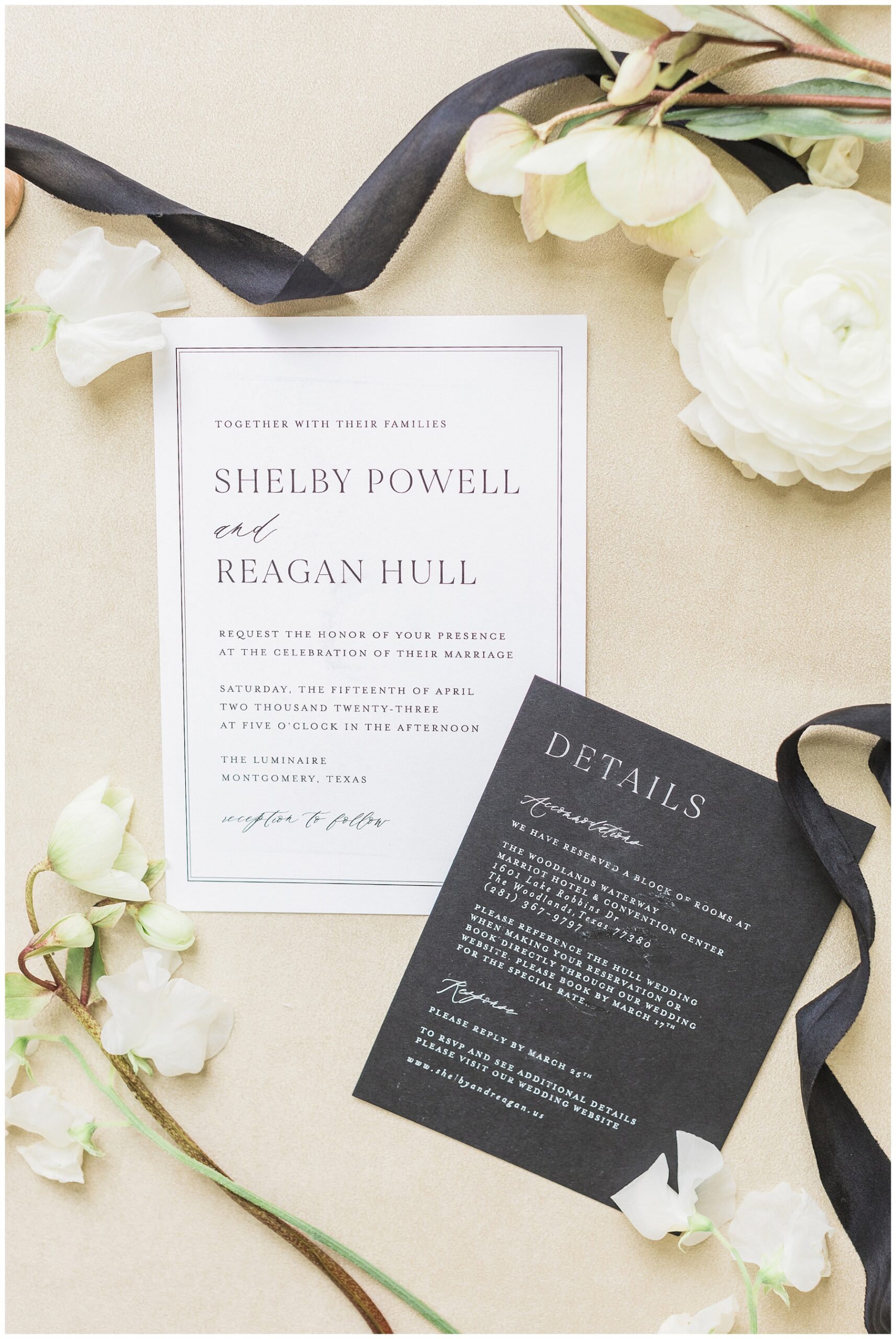 Black and white wedding invitation