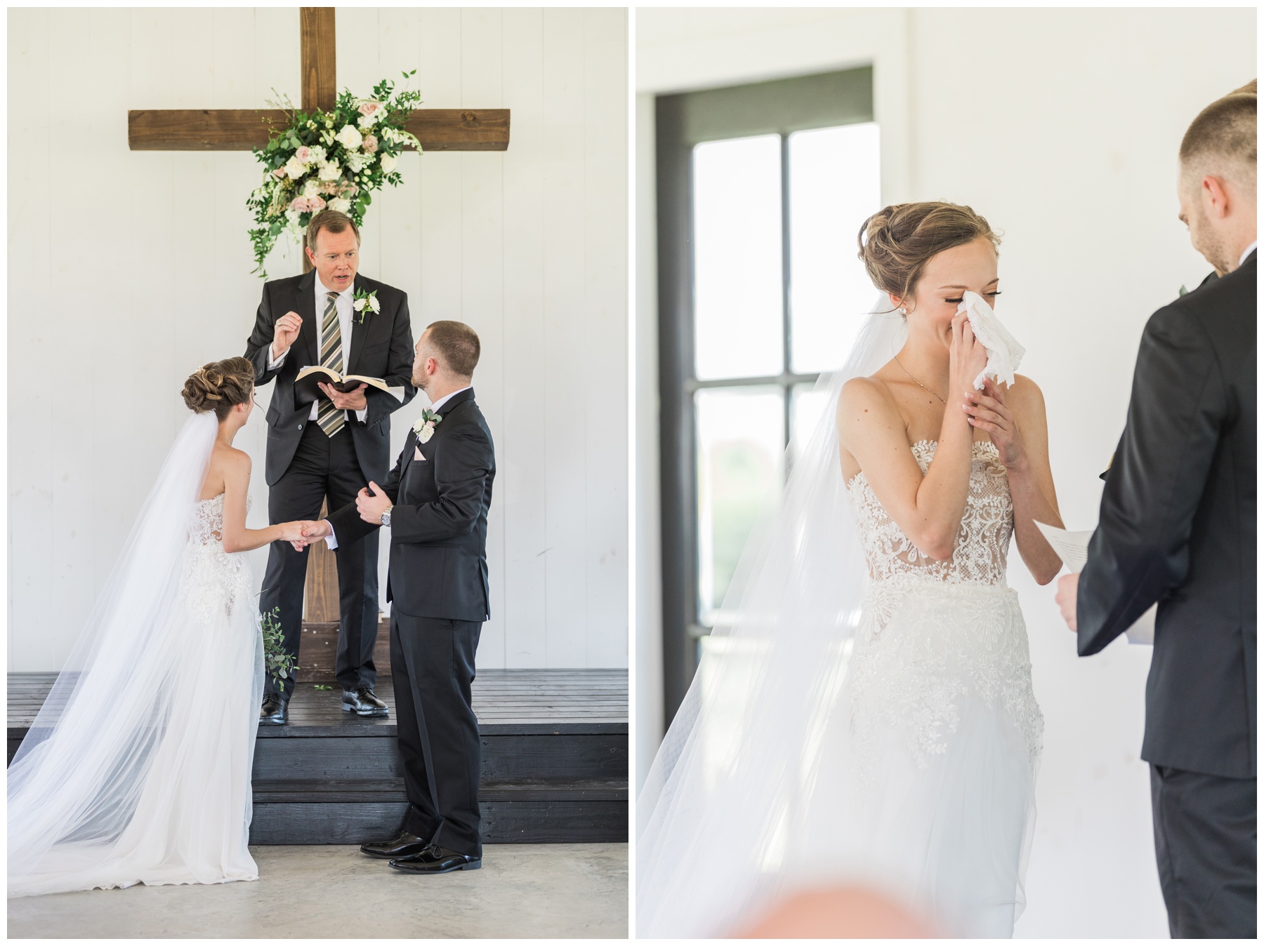 Wedding ceremony in the outdoor chapel at Willowynn Barn